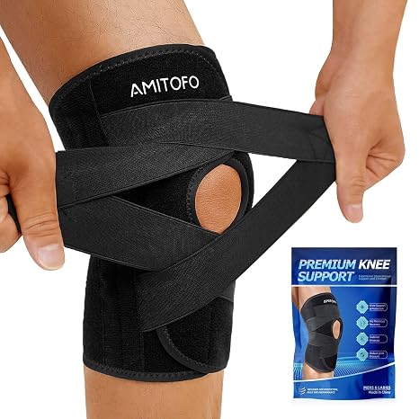 Knee Brace for Meniscus Tear, Spring Stabilizers for ACL MCL Black