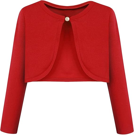 Bonny Billy Girls' Long Sleeve Knit Bolero Cardigans Jacket Cover Up Sweater