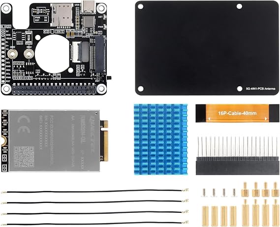 PCIe to 5G/4G/3G HAT for Raspberry Pi 5, Compatible with 3042/3052 Packages SIMCom/Quectel 5G Modules, Includes 5G Module @XYGStudy (RM520N-GL)