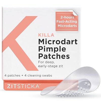 ZitSticka Killa Acne Patches for Face - Worlds Most Potent Pimple Patch with Fast-Acting Microdarts - Starts Working within 2 Hours for Deep, Early-Stage Zits and Blemish - 4 Count