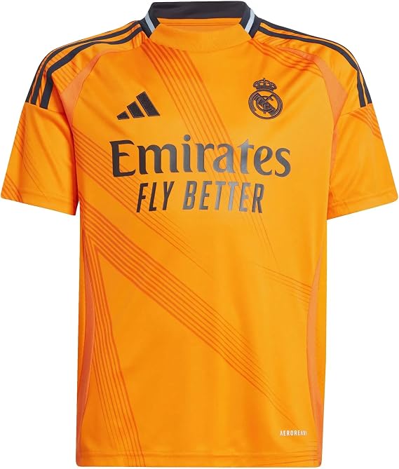 adidas Real Madrid Youth Away Jersey 2024/25 (US, Alpha, Medium, Regular, Crew Orange)