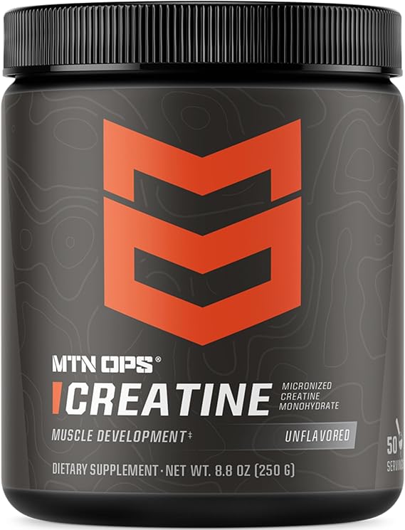 MTN OPS Creatine Monohydrate Powder for Strength, Unflavored | 5g Micronized Creatine Monohydrate, Muscle Strength & Recovery, Unflavored, 50 Servings