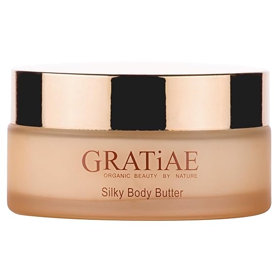 Gratiae organic beauty by nature silky body butter, anti aging skin care shea butter, moisturizer, hydrating stretch mark cream, firming, neck & Decollete, Apple, Green Tea, and Ginger 5.95Fl.oz