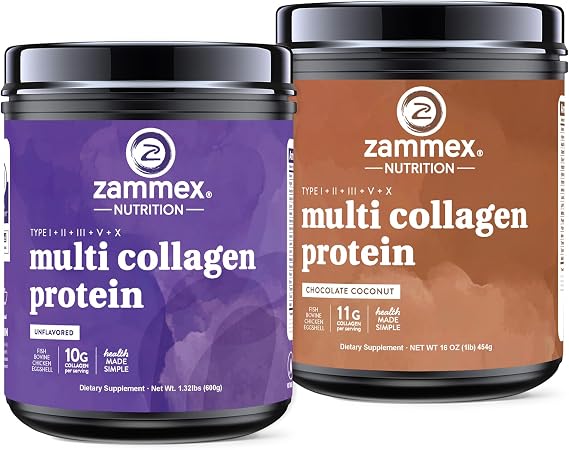 Zammex Multi Collagen Peptides, unflavored+Chocolate Flavor