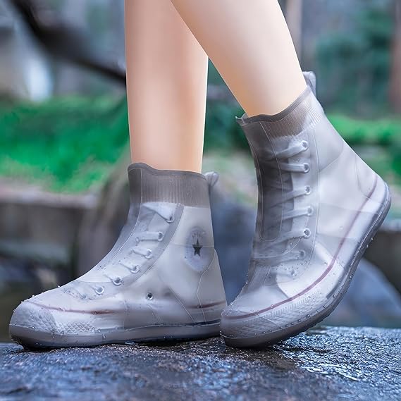 Waterproof Shoe Covers, Reusable Non Slip Rubber Rain Shoe Cover Cycling Shoe Protectors Outdoor with Non-Slip Sole,Women Men TPE Rubber Sole Overshoes Protectors for Cycling Camping Travel