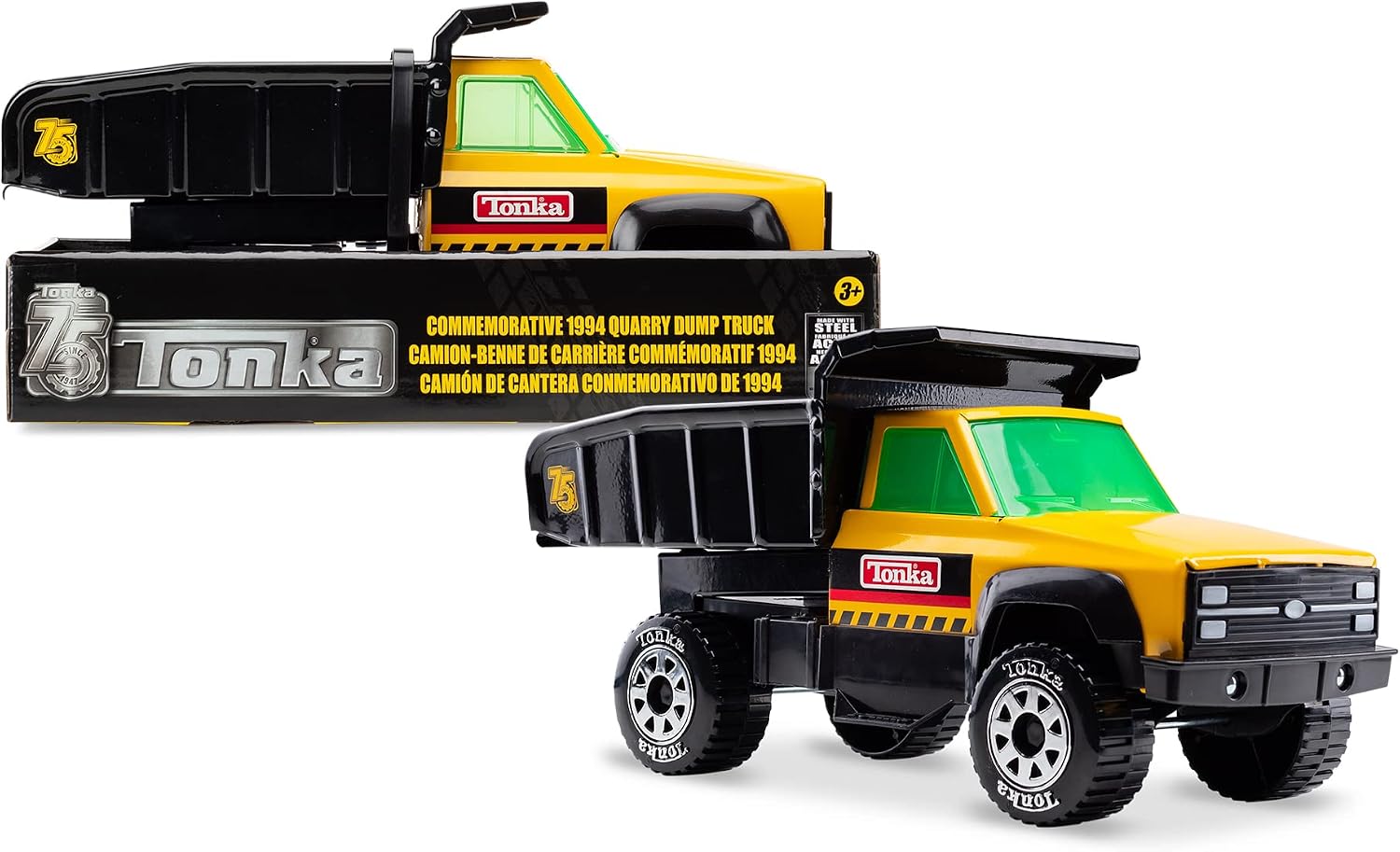 Tonka Steel Classics Commemorative Quarry Dump Truck - Made of Steel and Heavy Duty Plastic, Yellow Toy Construction Truck, Boys, Kids, Toddlers, Ages 3