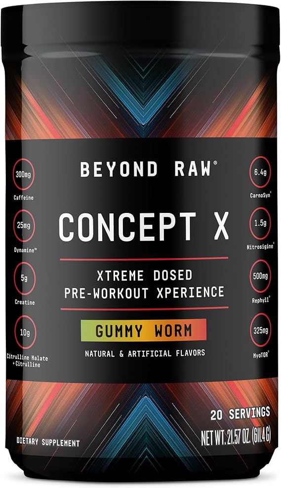 GNC Beyond Raw Concept X, Pre-Workout Powder, Gummy Worm, 20 Servings