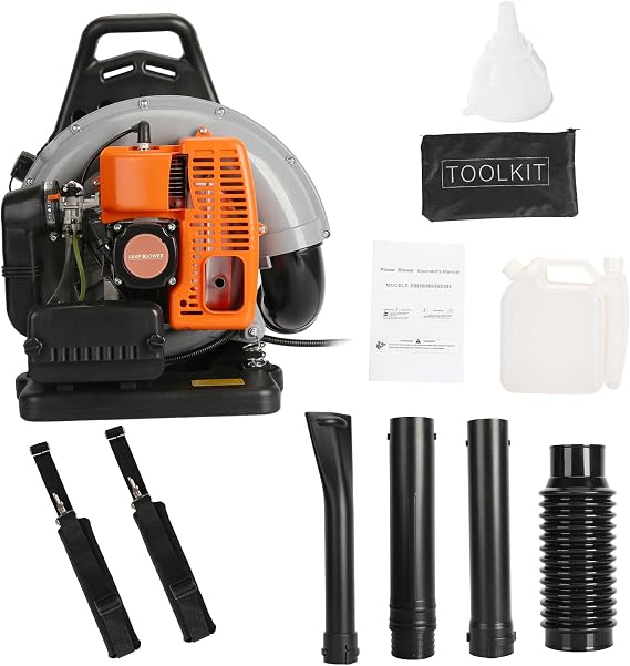 63cc 3hp 2 Stroke Backpack Gas Powered Leaf Blower, 665CFM High Power Leaf Blowers Multi Purpose Adjustable Cordless Blowers for Lawn Care Snow Debris and Dust(Delivery from US)