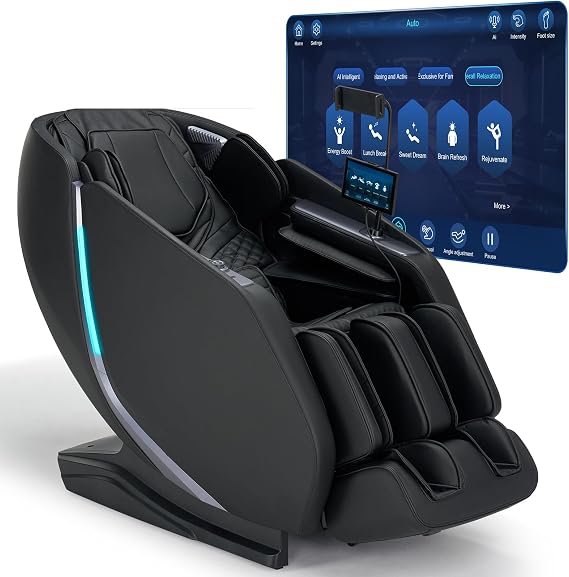 4D Massage Chair Full Body - Zero Gravity Massage Chair Recliner with 53" SL Track, 15 Auto Modes, Body Scan, Heat & App Control - Luxury Shiatsu Massager for Sports Recovery & Home Office,Black