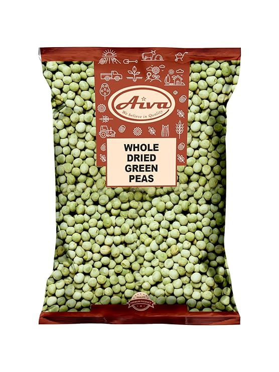 Aiva Dried Green Peas Whole (Marrowfat Peas, Vatana, Matar) 4 LB Bulk Premium Whole Green Peas for Soups, Curries, and Stews