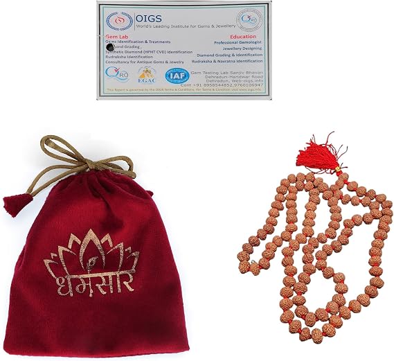 6 Mukhi Rudraksha Mala 108 Beads Original Certified 6 Face Rudraksha Japa Mala for Meditation, Jaap & Spiritual Healing | Kantha Mala for Men & Women