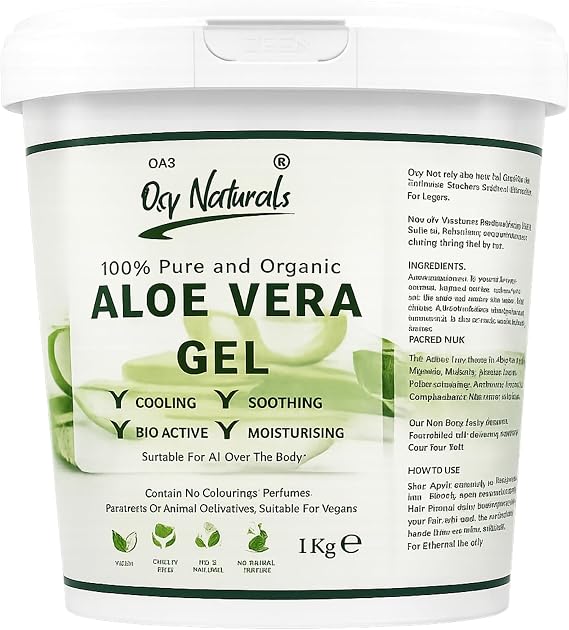 Pure Aloe Vera Gel | Lightweight Skin Hair Care | Aloe Vera Moisturiser for Face Body | Cooling Gel Moisturiser | Hair Gel Body Moisturiser Daily Beauty Care | Vegan Beauty Routine 1Kg