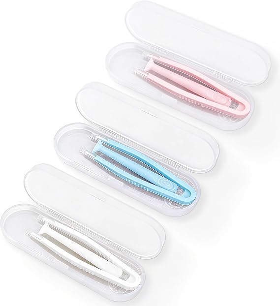3Pcs soft Contact Lens Remover Tool Set Silicone Suction Stick, Soft-Tip Contact Tweezers & box, contact remover tool for soft contacts & colored contacts, Travel-Friendly (pink, white, blue)