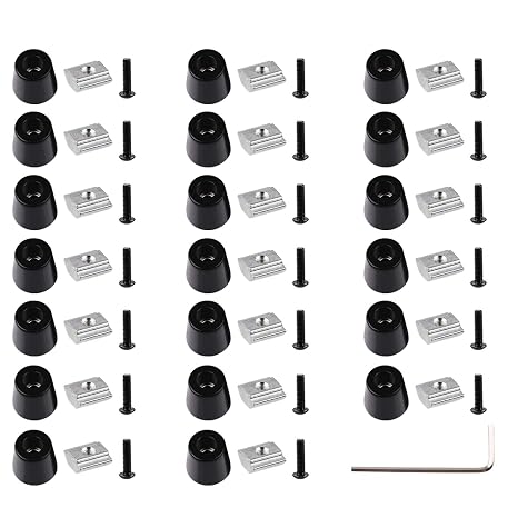 MakerHawk 20 Sets Anti-Vibration Rubber Landing Mat Feet, T Sliding Nut Block Square Nuts, M3 Screws with 1pc Wrench 3D Printer Accessories for 2020 Aluminum Extrusion Profile