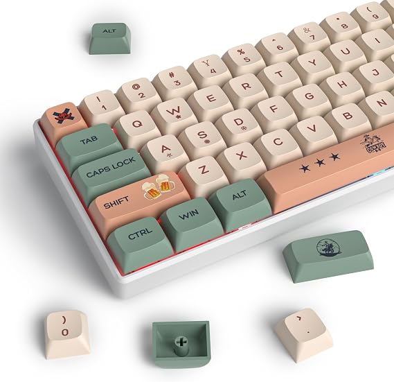 136 Keys XDA Profile Sublimation Printing PBT Key Cap Set Custom Key Caps, Cute Key Caps US Layout 60% 65% 100% MX Switch Compatible with Mechanical Keyboard Cowboy
