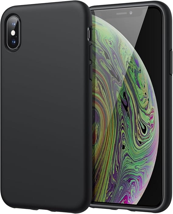 JETech Silicone Case for iPhone Xs Max, Black | Silky Soft Touch, Shockproof Protection, Scratch Resistant, Microfiber Lining