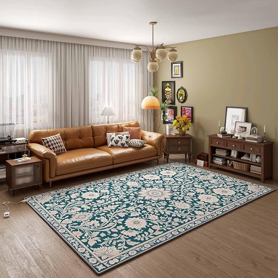 Removable Portable Heated Floor Mat, Graphene Electric Heating Carpet, Foot Warmer Under Desk Heater, Energy Saving Indoor Heated Rug, Suitable for Yoga(Color16,120x180cm/47.2x71in)
