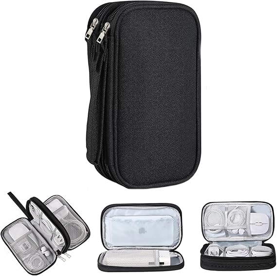 Microcase Taşınabilir Su Geçirmez Çift Katman Fermuarlı 8 Bölmeli Hard Disk Seyahat Çantası Organizer Al4210