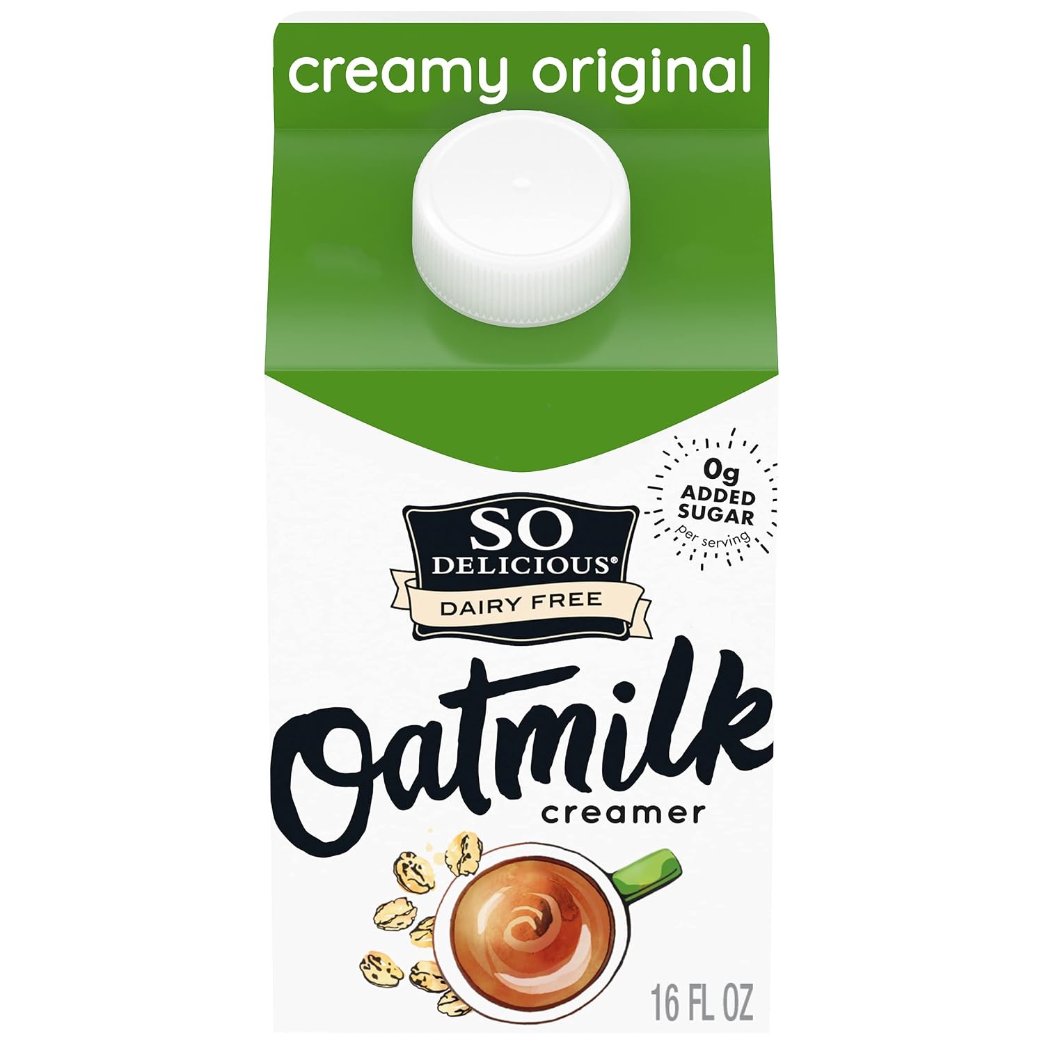 So Delicious Dairy Free Oatmilk Creamer, Creamy Original, Dairy-Free, Gluten-Free, Vegan, Non-GMO Project Verified, 1 Pint