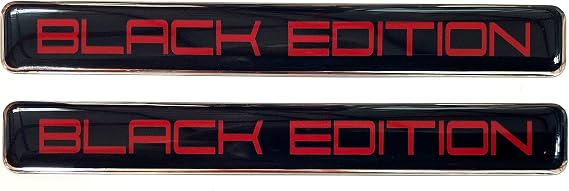 2 x BLACK EDITION Domed Stickers/Decals - Red on Black 106mm