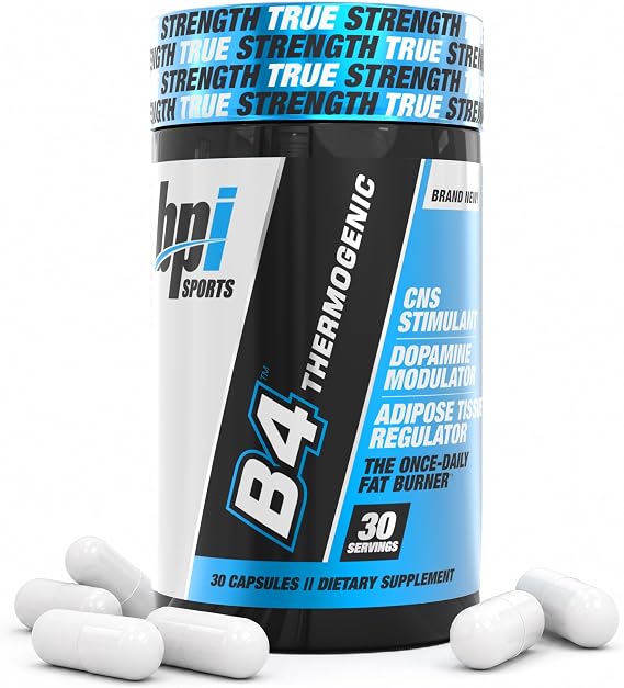 BPI Sports B4 Extra Strength Natural Fat Burner for Women & Men Keto-Friendly Fat Burner Capsules, Weight Loss & Appetite Control -Caffeine, Niacin, Quercetin, Yohimbine 30 Servings 710mg