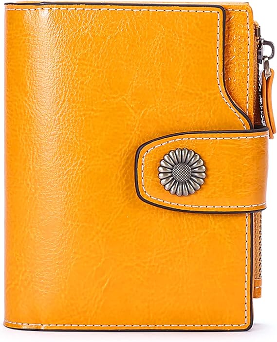SENDEFN Small Women Wallet Genuine Leather RFID Blocking Bifold Small Purse with Zipper Pocket