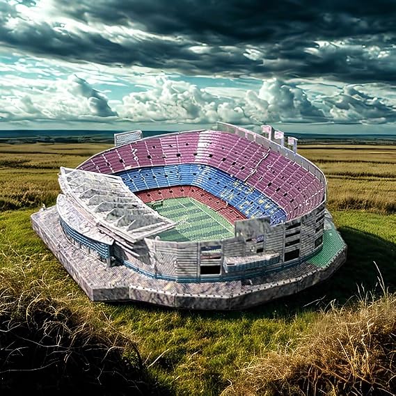 3D Puzzles for Adults, 3D Metal Stadium Model Kit, Barcelona Camp NOU Football Stadium Puzzle,DIY Assembly Puzzle, Spain Landmark Building Replica, colorfor