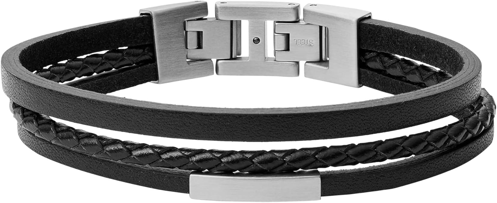 Fossil Men's All Stacked Up Leather Bracelet
