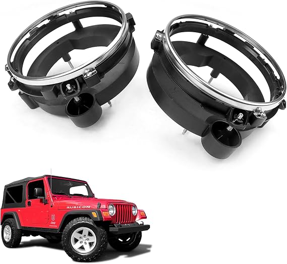 FEXON 2PCS Headlight Bulb Brackets Buckets Kit For 1997-2006 Jeep Wrangler | Part Number 110383 110384 (Left + Right)