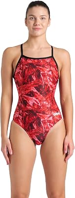 Arena Womens Arena Performance Womens Crackle Team Print Light Drop Back Ladies Bathing Swimsuit