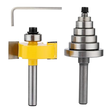 1/4-Inch Shank Rabbet Router Bit with 6 Bearings Set - 1/8", 1/4", 5/16", 3/8", 7/16", 1/2" Interchangeable Bearings