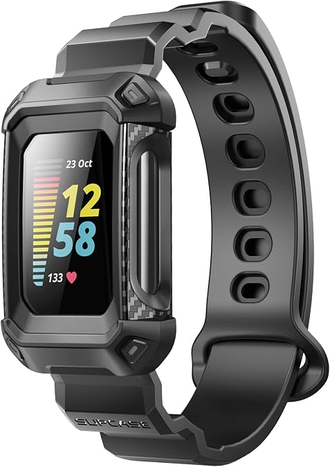 SUPCASE for Fitbit Fitbit Charge 6 Band with Case (Unicorn Beetle Pro), [Military-Grade Protection] [Scratch-Resistant] Rugged Men Cover with Adjustable Strap Wristband for Fitbit Charge 6/5, Black