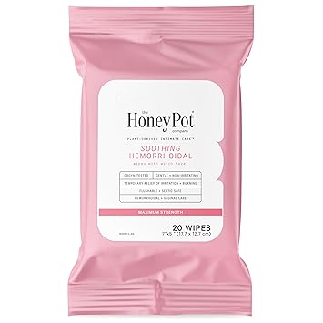 The Honey Pot Company - Feminine Wipes - Soothing Witch Hazel - Postpartum Essentials, Herbal Infused w/Witch Hazel, Ginger, and Rose - Flushable Wipes, Pregnancy Safe, pH Feminine Care - 20ct