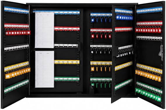 Durabox 400 Position Steel Key Cabinet - Organize and Secure Key Storage Lock Box with Numbered Hooks and Tags for Valets, Hotel, Office, Car Dealerships and More (K400) (Black)