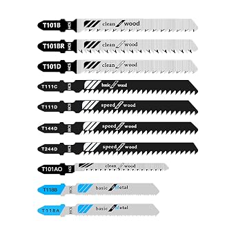 Circular Saw Blade,Multi Material Mitre Saw Blade (AKA Wood Blade, Metal Cutting Blade, TCT Saw Blade) ,TCT Circular Wood Saw Blade, Jig Saw Blade 10 pcs Jigsaw Blades Set for Wood Cutting Saw Power T