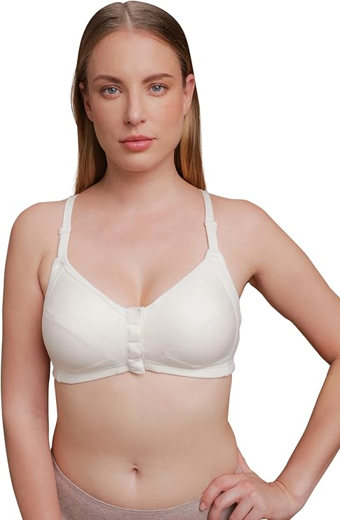 Cottonique Deborah Latex-Free Support Racerback Bra Made from 100% Organic Cotton (44E, Natural)