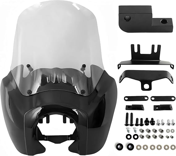 FATECIM Headlight Fairing with 15'' Clear Windshield Windscreen for Harley Dyna T-Sport FXDXT FXD FXDC FXDB FXDL FXDLS
