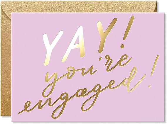 Sweetzer & Orange Luxury Engagement Card with Gold Foil 5x7 Thick Cardstock Elegant Congratulations Card with Sturdy Gold Kraft Envelope & Sealing Sticker with Sweet Interior Message