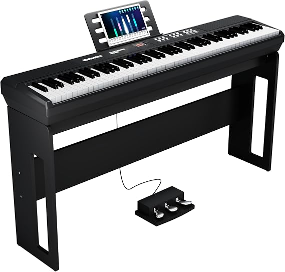 Weighted 88-Key Digital Piano, Full-Size Electric Piano Keyboard | With Hammer Action, Sustain Pedal, MP3 Function Dual 15W Speaker, Supports USB-MIDI/Wireless Connect