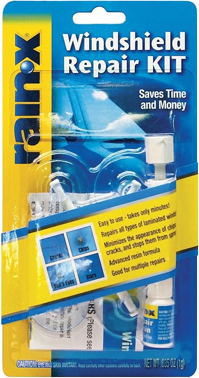 Rain-X 600001 Windshield Repair Kit - Quick and Easy Durable Resin Based Windshield Repair Kit for Chips and Cracks, Good for Round Damage Below 1" in Diameter and Cracks Smaller Than 12" in Length