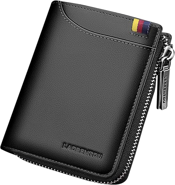 LAORENTOU Wallet for Men Genuine Leather Bifold Stylish Wallet with ID Window Credit Card Holder (Black2)