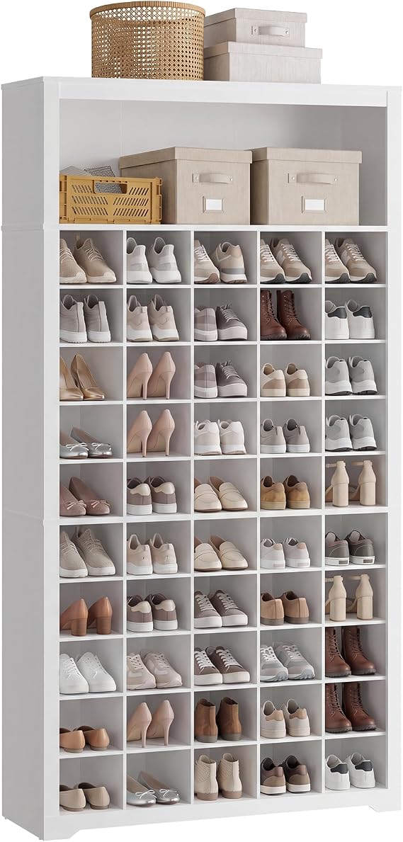 VASAGLE Tall Shoe Storage Cabinet, 10Tier, Holds Up to 50 Pairs of Shoes