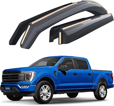 Goodyear Shatterproof in-Channel Window Deflectors for Ford F150 2021-2026 SuperCrew, Rain Guards, Window Visors for Cars, Vent Deflector, Car Accessories, 4 pcs - GY007856