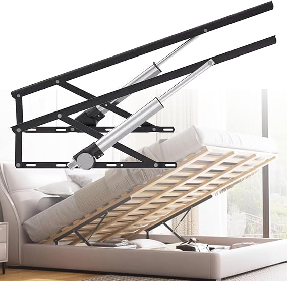 Electric Bed Lift Mechanism, 2 PCS Steel Heavy Duty Bed Risers with Remote Control, Folding Bed Lifting Rod, Load 600KG, for Storage Box and Sprung Divan Bases Black-0.8m