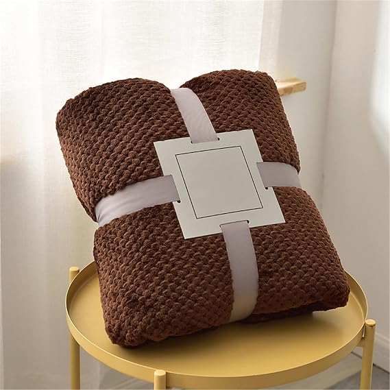 Chickwin Solid Color Fluffy Flannel Blanket Throw Large for Sofa Warm Cozy Fluffy Blanket Soft Fleece Blankets Lightweight Microfiber Throw Blanket for Bed Couch Chairs (45x65cm,Brown)