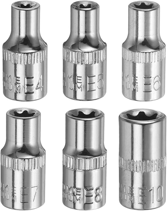 HARFINGTON 6pcs E-Torx Socket 1/4" Drive E4-E10 External Torx Deep Socket