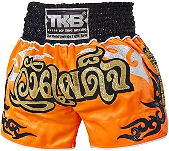 TOP KING Boxing Muay Thai Shorts Trunks Normal Style (120 - Orange,Small)