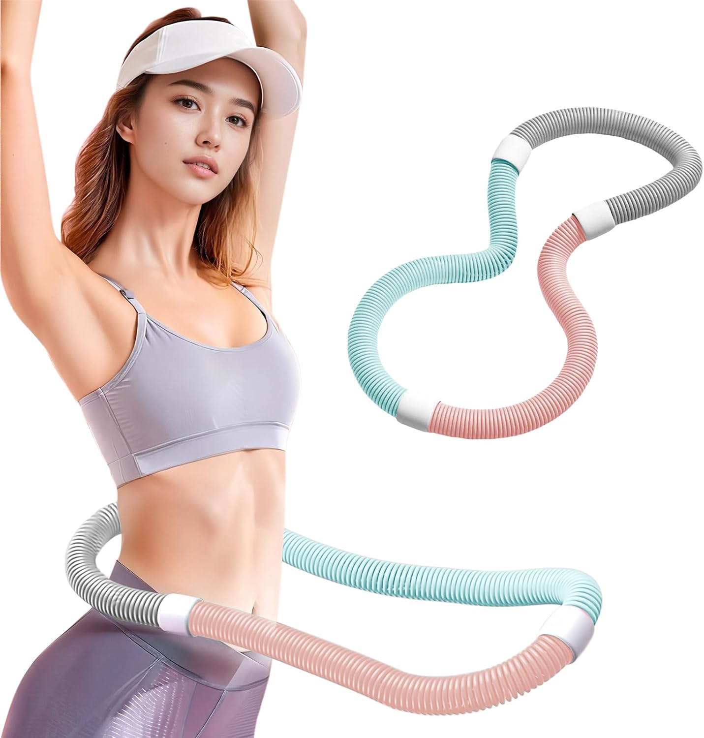 Almencla Hula Hoop Diet, Belly Fitness, PVC, Soft Spring Hula Hoop, Foldable, Compact, For Adults, Heavy, Quiet Design, For Hula Circles, String Training, Cardio Exercise, Fat Burning, Waist, Back