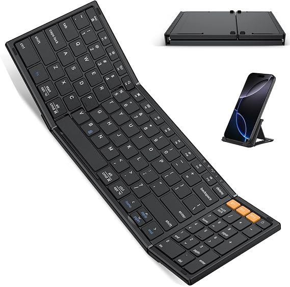 OMOTON Foldable Keyboard for Travel, Full Size with Number Pad, Black