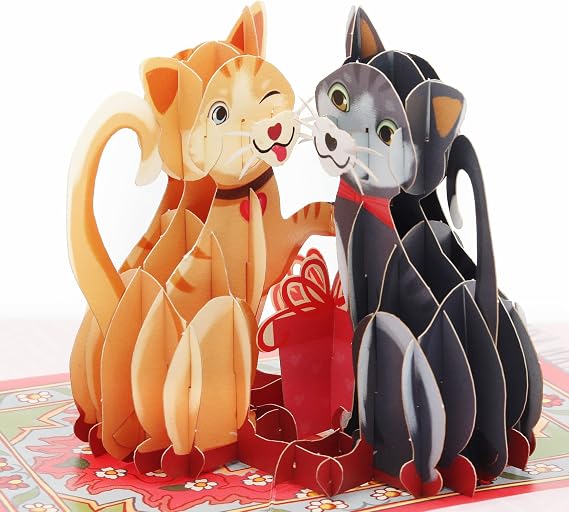 Liif Love Cats Valentines Day 3D Greeting Pop UP Card, Happy Cat Birthday Card, Anniversary, Thinking Of You, Just Because, Congratulations, Mother's Day - Kitten, Funny, Cute - For Cat Lover, Wife,